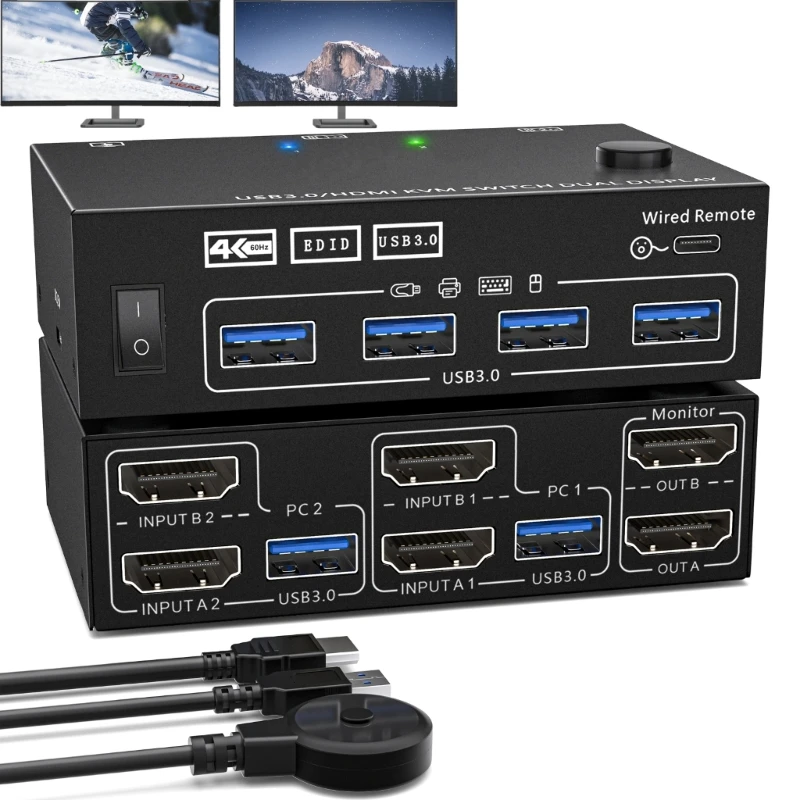 

USB High Port Double Channel KVM Switcher Seamless Computer Switching