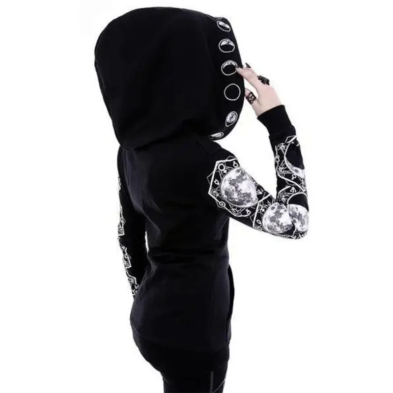 Женский свитшот с капюшоном и длинным рукавом в готическом стиле |