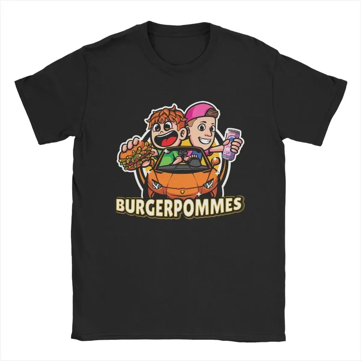 Фото Мужские и женские футболки Burgerpommes LukasBS ICrimax с графическим принтом, винтажные хлопковые футболки, летняя одежда №3