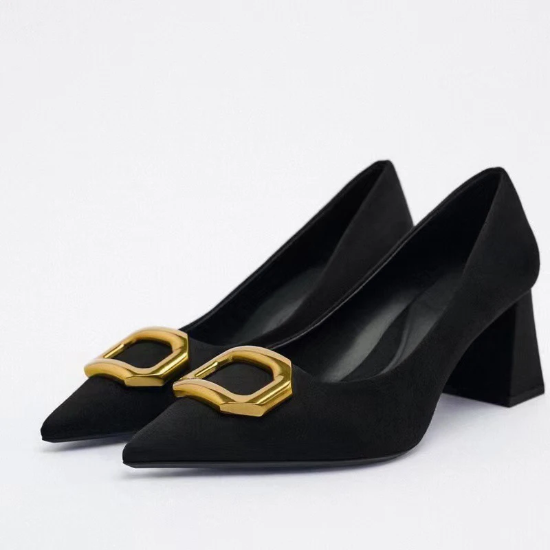 TRAF Black High Heels Shoes For Women Pumps 2023 Spring Summer Elegant Female Heeled Shoes Luxury Women's Shoes Office Lady Shoe
