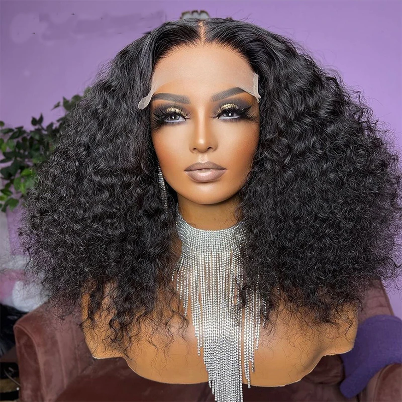 

Synthetic Kinky Curly Wig Natural Black Long Soft Lace Front Wig For Women Baby Hair Glueless Pre Plucked Heat Resistant