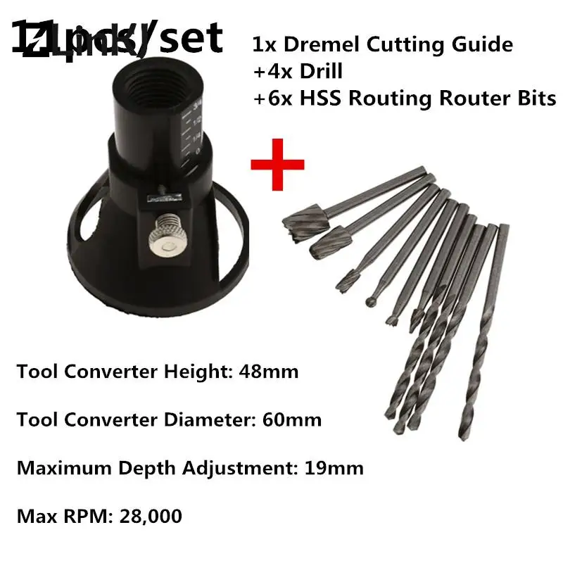 

11pcs HSS Routing Router Drill Bits Set Dremel Carbide Rotary Burrs Tools Wood Stone Metal Root Carving Milling Cutter