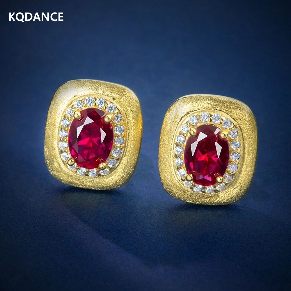 

Женские серьги-гвоздики из серебра 925 пробы, с красным Рубином, сапфиром