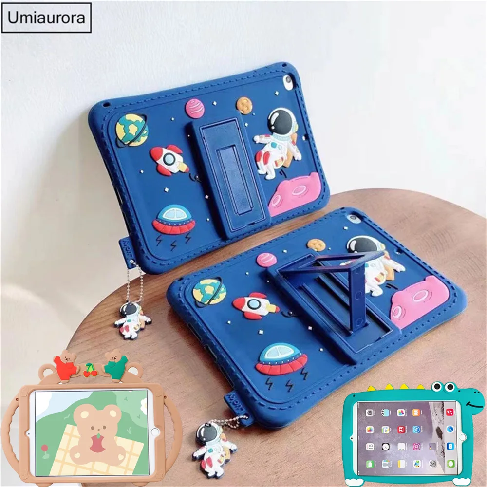 

Cartoon Kids Silicon Tablet Case For IPad Pro 10.5 11 7th 8th 10.2 Mini 5 Air 2 3 4 10.9 2020 5 6th 9.7 2017 2018 Cover + Strap