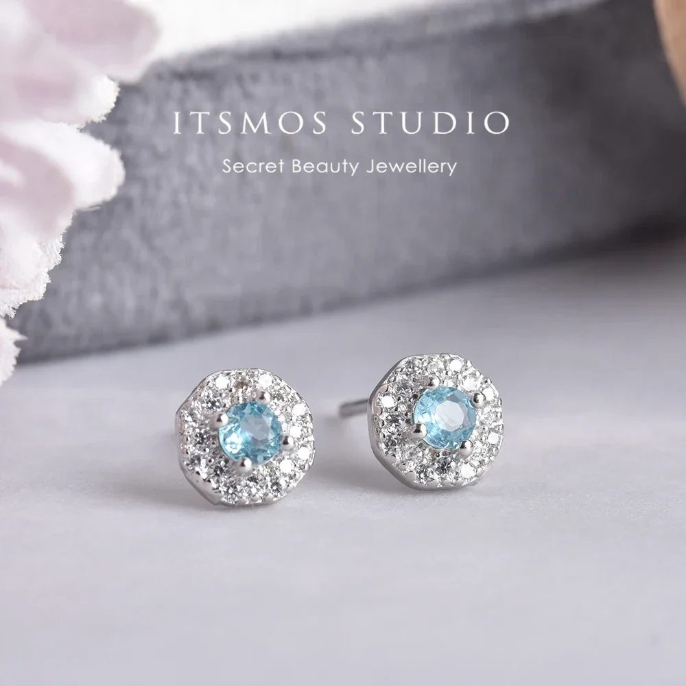 ITSMOS Aqua апатитовые серьги синие серьги-гвоздики кристалл крошечные бриллианты