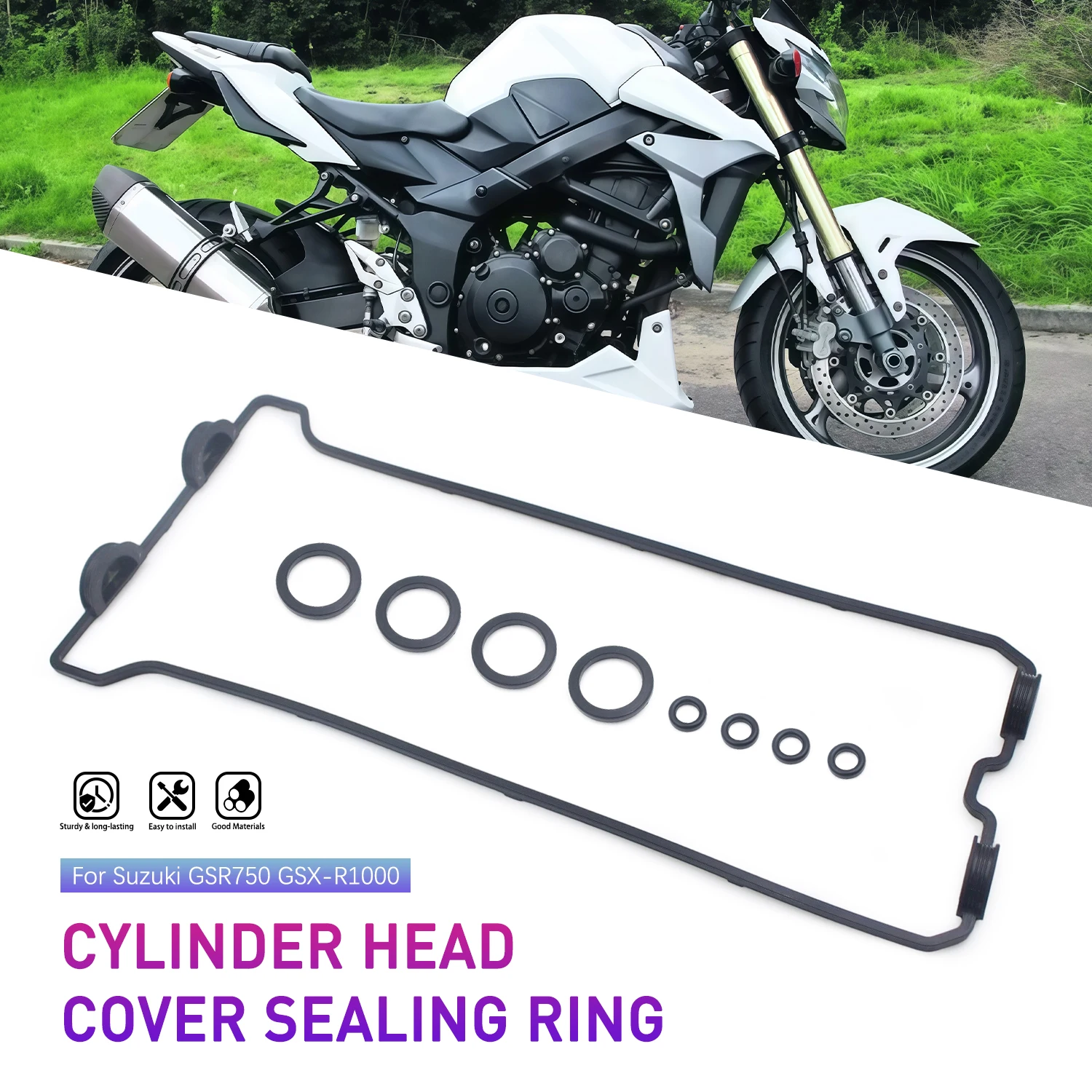 Фото Прокладка головки клапанов для мотоциклов Suzuki GSX-R1000, GSXR1000, GSX-S750, GSX-S1000, GSR750, прокладка головки цилиндра двигателя 11182-35F0 №1
