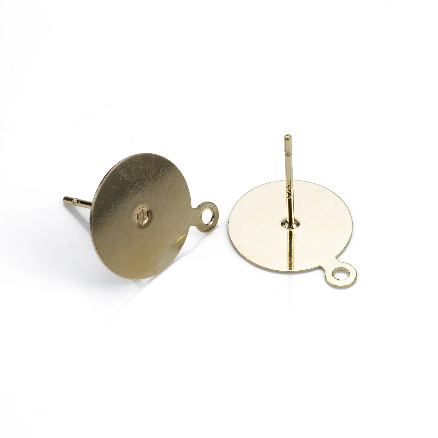 

10pcs Brass Electroplate Stud Earring Connectors Findings Flat Round Tray Base Diy Blank Post Earring For Jewelry Making