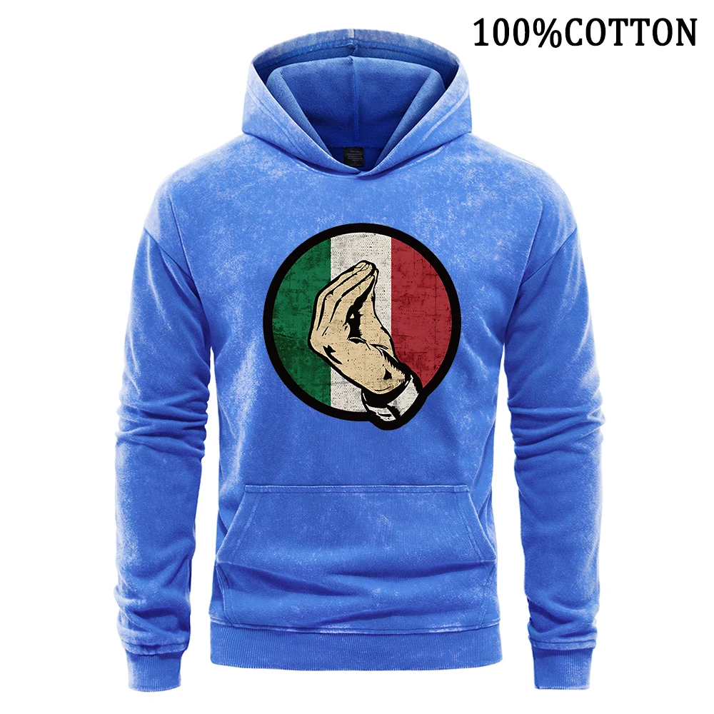 Итальянские классические мужские толстовки с принтом жестов винтажная