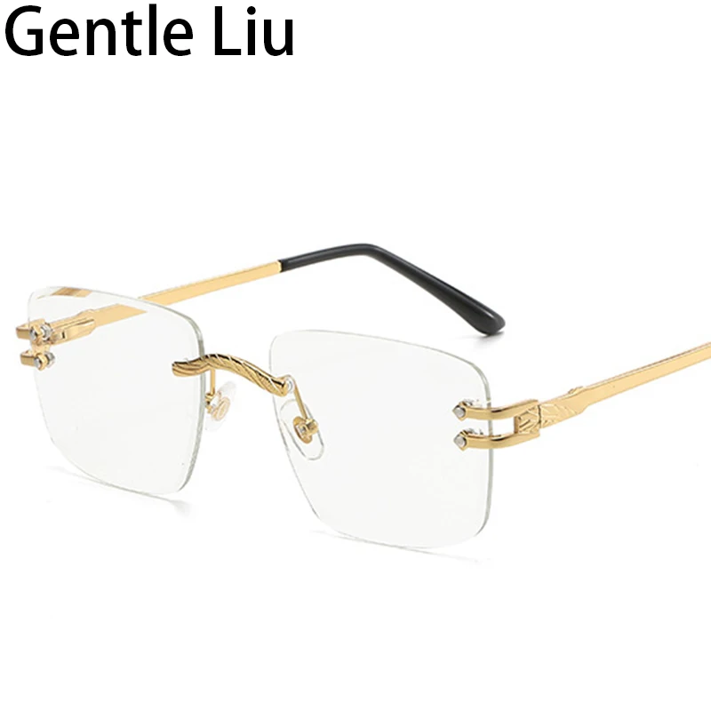 

Vintage Square Rimless Sunglasses Men 2023 Luxury Brand Spring Frameless Sun Glasses For Male Retro Eyewear Shades UV400 Oculos