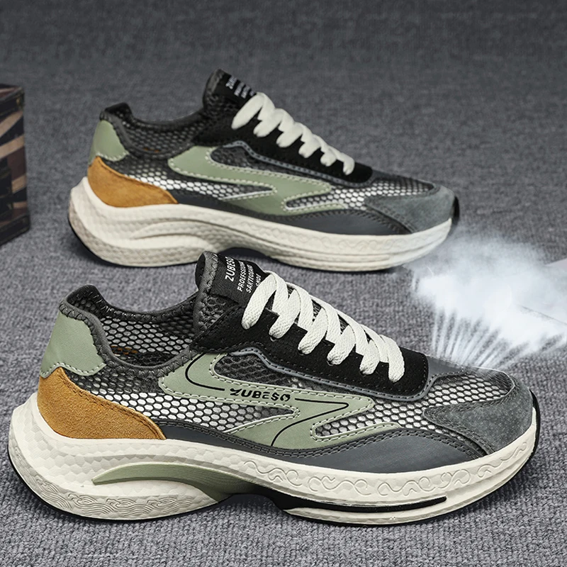 

Breathable Men's Casual Sneakers Comfortable Male Sneakers Summer Anti-slip Men Running Shoes Lace-up Casual Shoes Air Mesh 2023