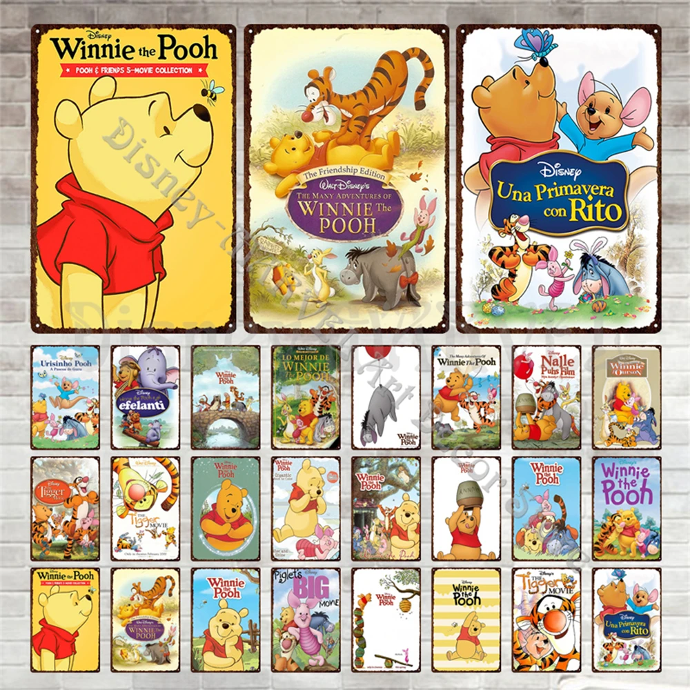

Cartoon Metal Sign Winnie The Pooh Metal Poster Disney Home Decor Vintage Metal Wall Stickers Bar Club Room Decorative Tin Plate