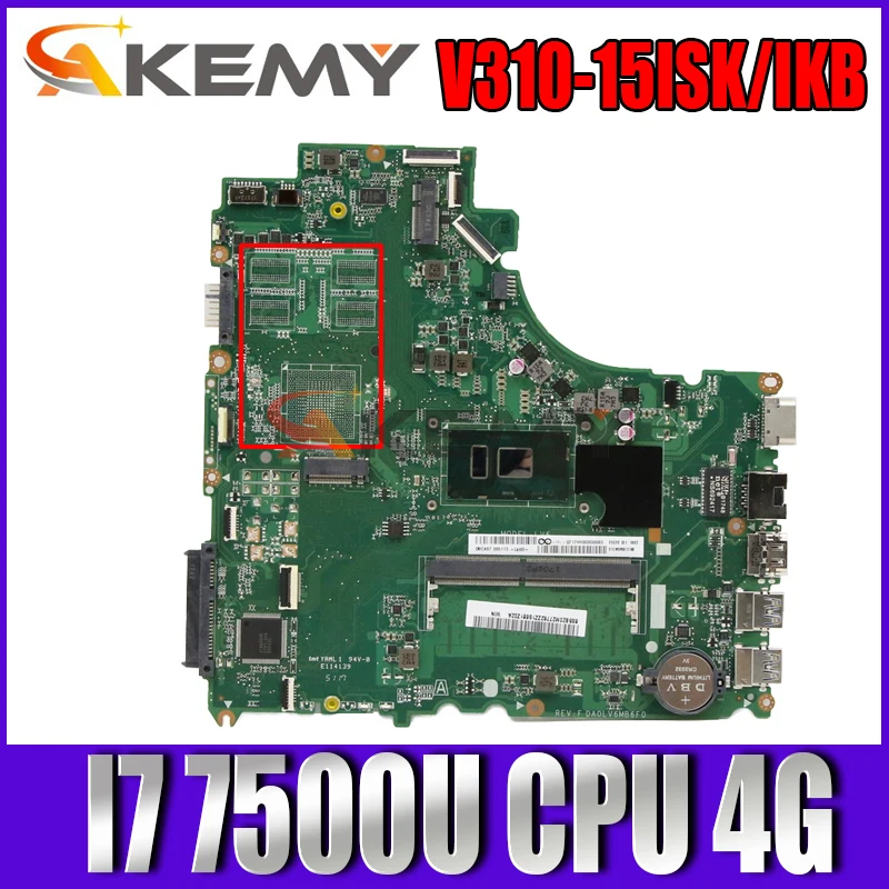 

DA0LV6MB6F0 For Lenovo V310-15ISK/IKB V510-15IKB/ISK E52-80 ILaptop Motherboardwith CPU I7 7500U UMA 4G DDR4 100% Fully Tested