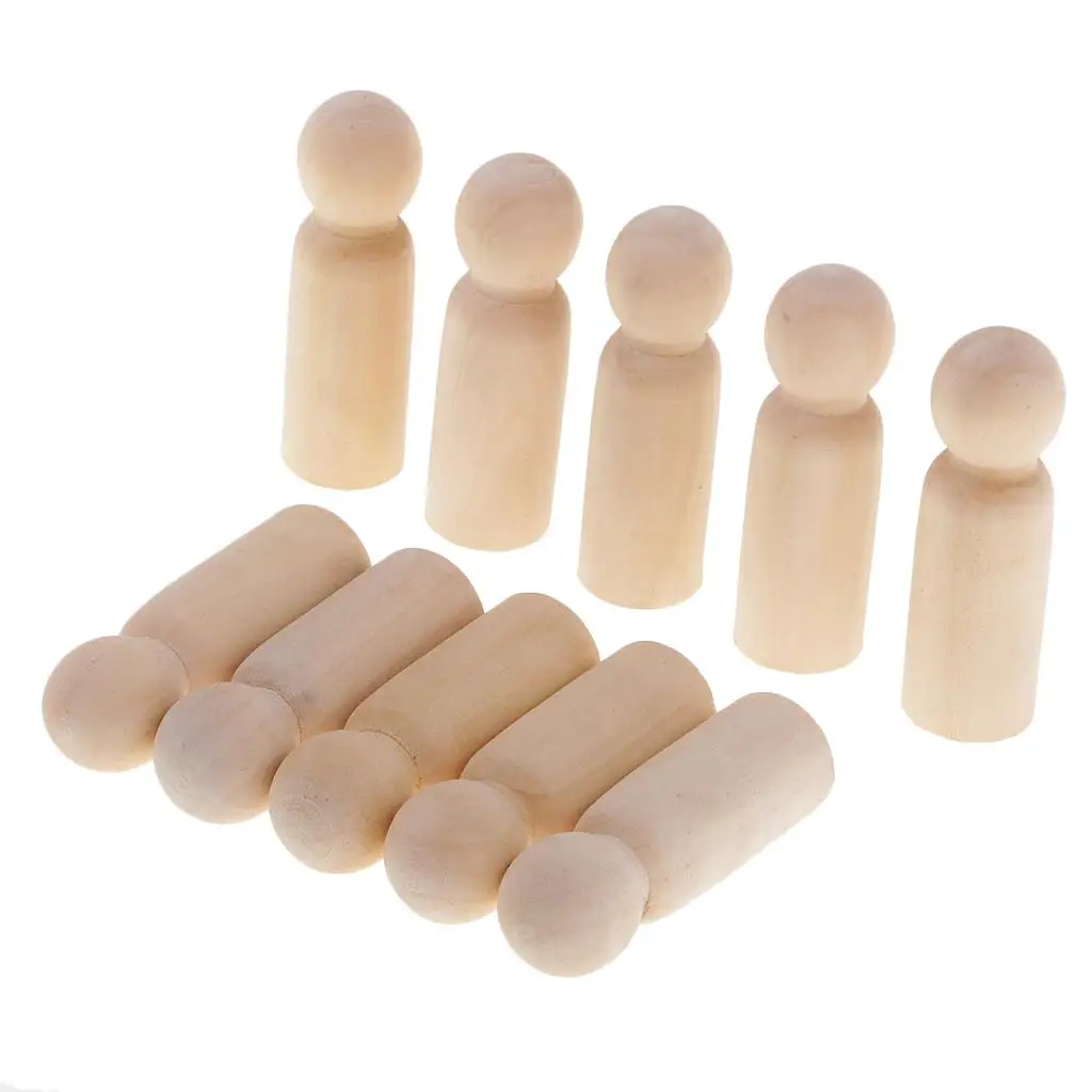 

10 Peg Dolls Wooden Figure Mini People Body painting Craft 63x20mm