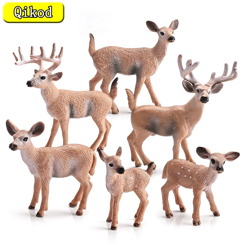 

New Simulation Animals Solid Model Toys Elk Reindeer White-Tailed Deer Mini Animal Ornaments Child Cognition Toy Children's gift