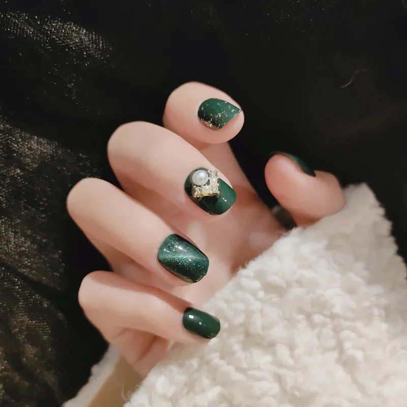 24 шт. короткие искусственные ногти с жемчугом