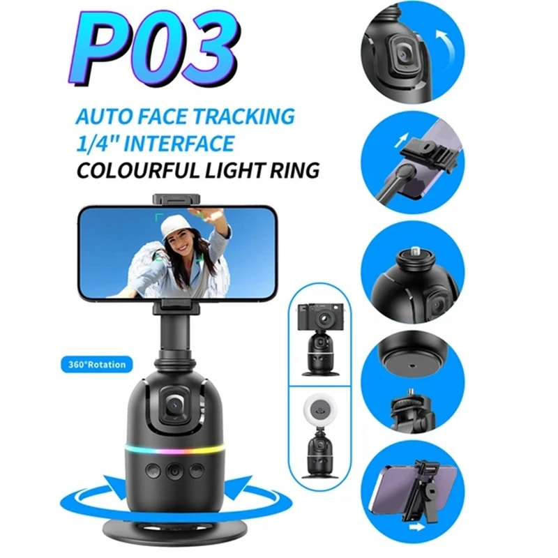AI Smart Gimbal Автоматическое отслеживание лица Gimbal 1200 мАч Вращение на 360 ° для смартфона Видео Видеоблог Стабилизатор Держатель телефона