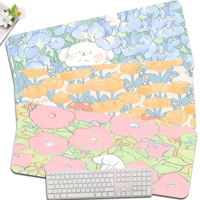 

Розовый резиновый коврик для мыши с цветочным рисунком, размер XXL