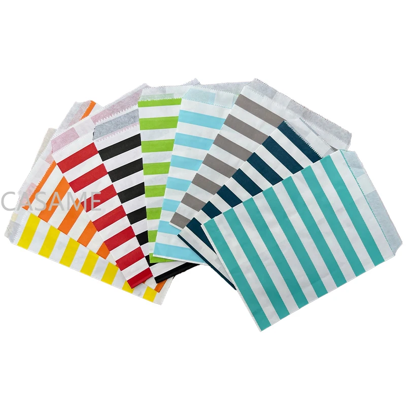 

Horizontal Stripe Paper Treat bag Candy Bags Food Paper Candy Colorful Buffet Favor Gift Wedding Decoration Birthday Party