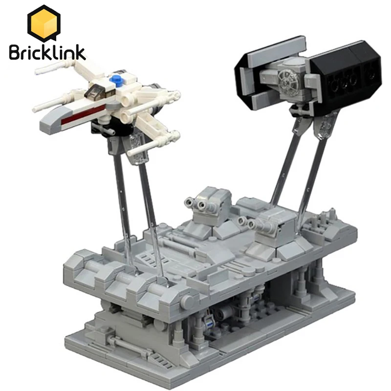 

Конструктор Bricklink, космические войны, ручной запуск, боевой корабль X-Wing, галстук, пилот, траншеи, набор для бросания, 75329 строительные блоки, и...