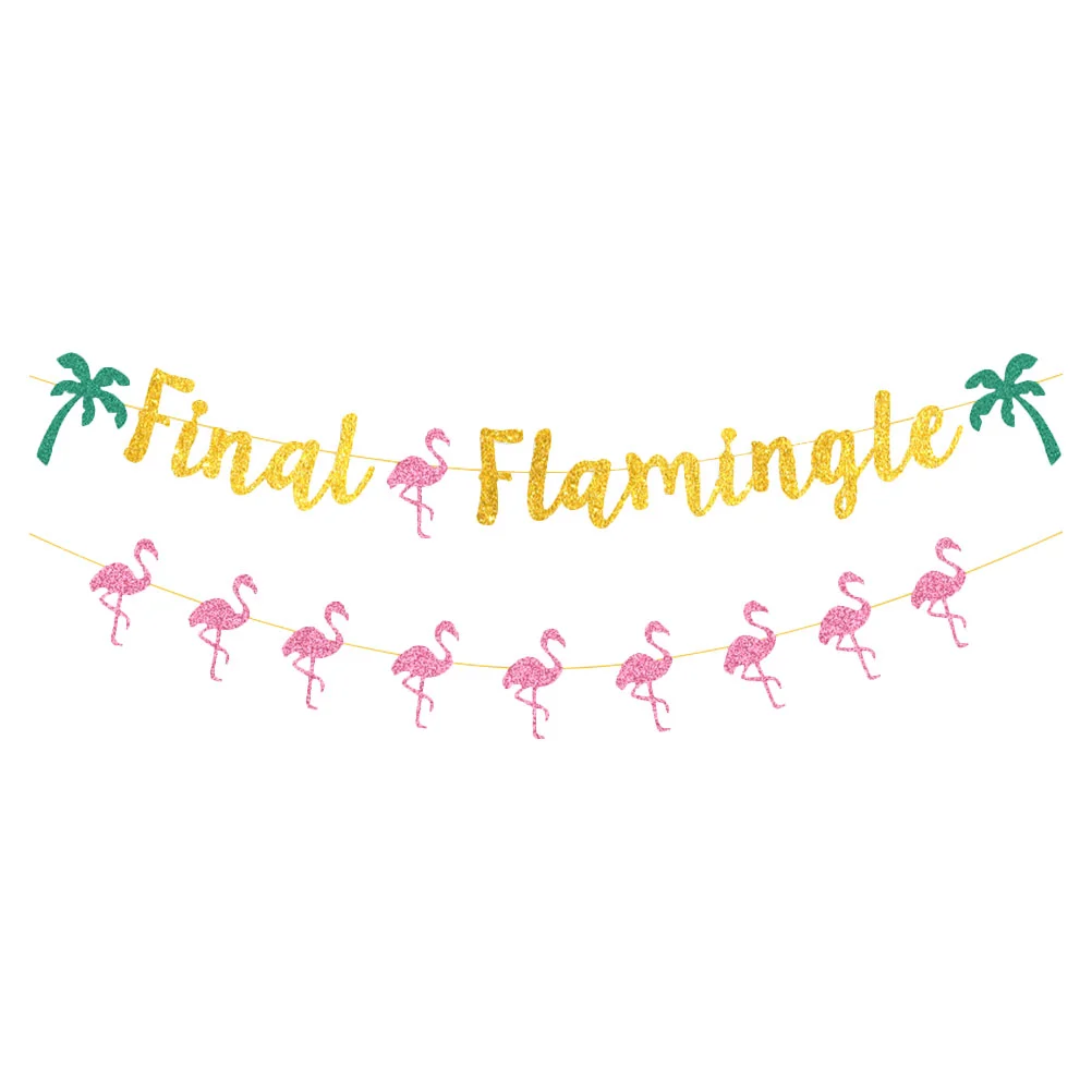 

2 Pcs Summer Flags Flamingo Latte Party Banner Unique 18X15CM Beautiful Pendant Paper Hawaii Banners Banquet