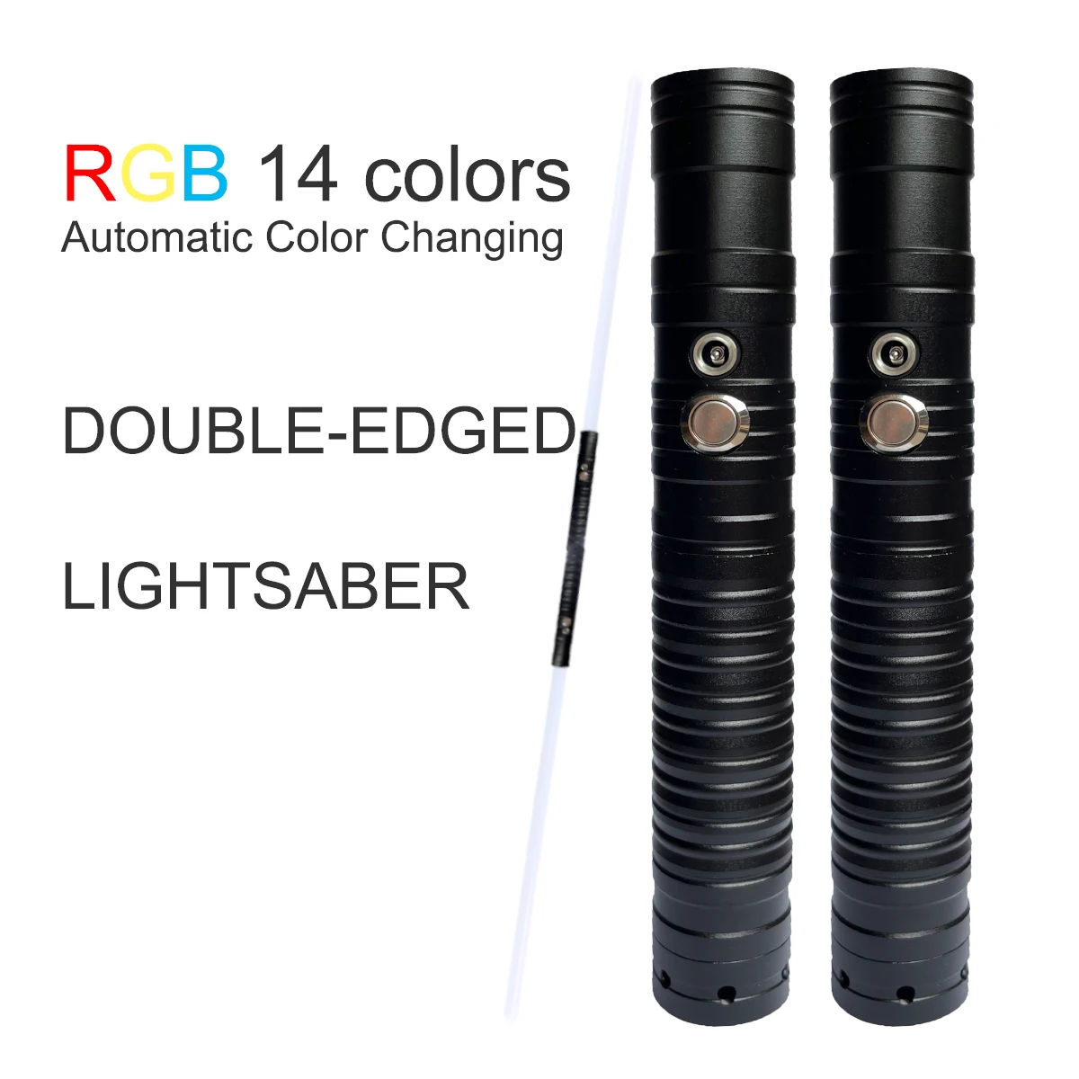 

Double-edged Lightsaber RGB 14 Colors Change LED Laser Sword Two In One Switchable Saber Sound Full Metal Handle Cosplay Toy
