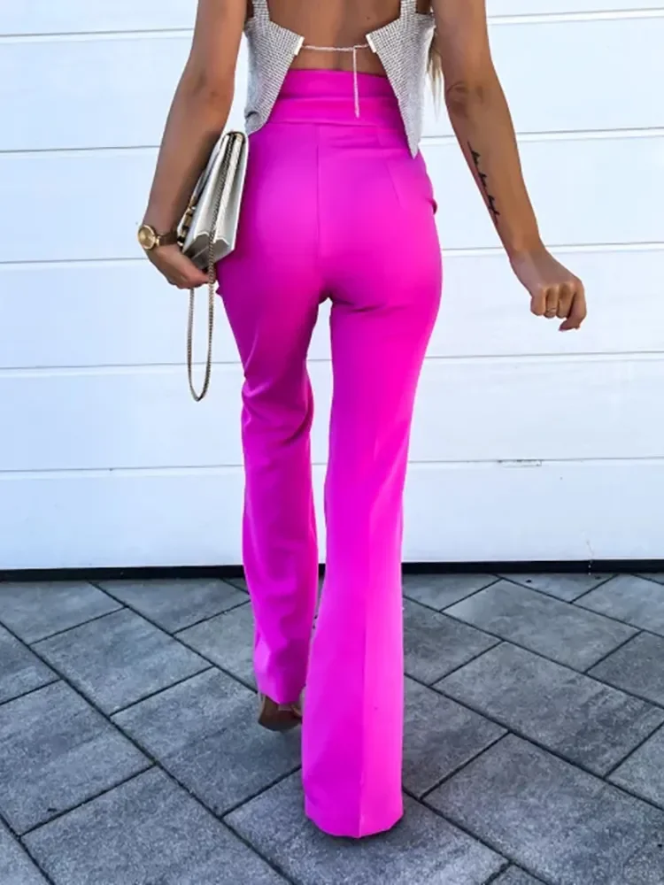 

Women Flare Pants High Waisted Solid Color Slim Fashion Casual Streetwear Spring Autumn Office Ladies Female Trousers XL