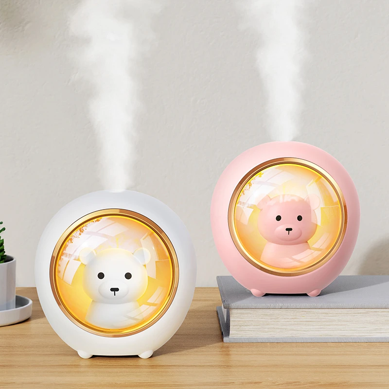 

200ML Mini Portable Air Humidifier Fogger Cute Pet Bear USB Ultrasonic Aroma Diffuser with LED Light Home Humidificador Diffusor