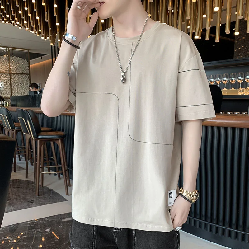 

Real shot long-sleeved T-shirt cotton bottoming shirt Men's T-shirt Spring/Summer 2021 new tide brand short-sleeved clothes.