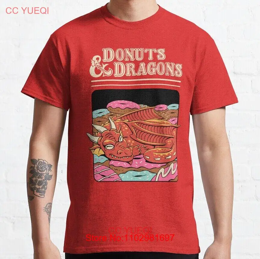 Классическая винтажная футболка в японском стиле с пончиками и драконами