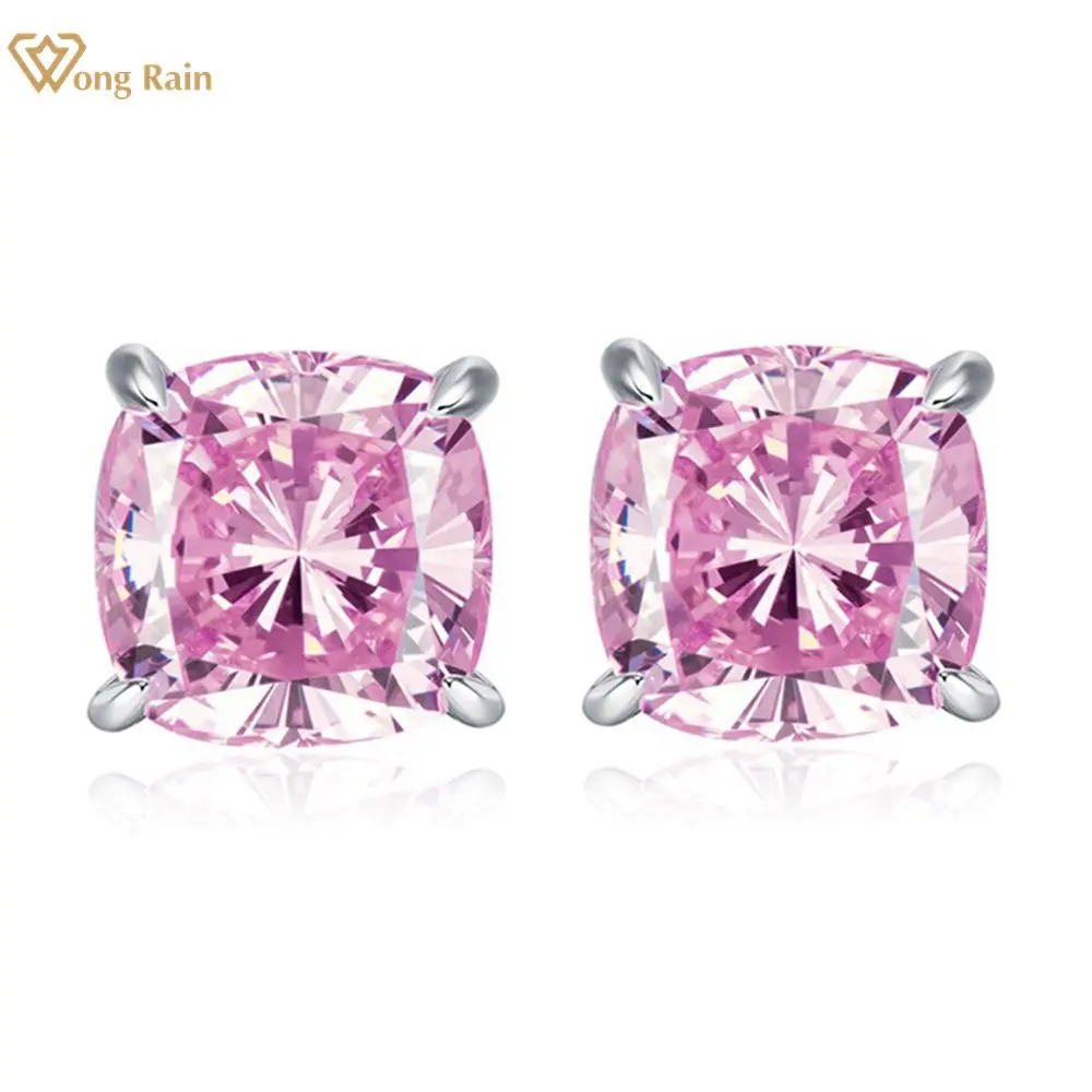

Wong Rain 925 Sterling Silver Crushed Ice Cut Lab Sapphire High Carbon Diamonds Gemstone Wedding Ear Studs Earrings Fine Jewelry
