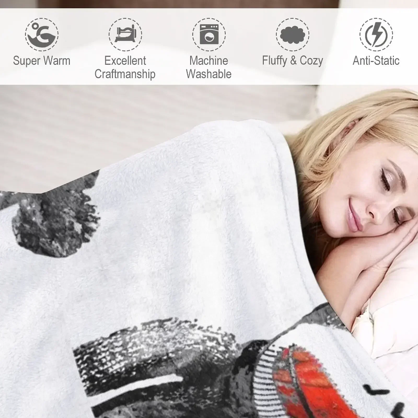 Носок обезьяна искусство в черном белом и красном-By Шарон КАММИНГЗ Плед