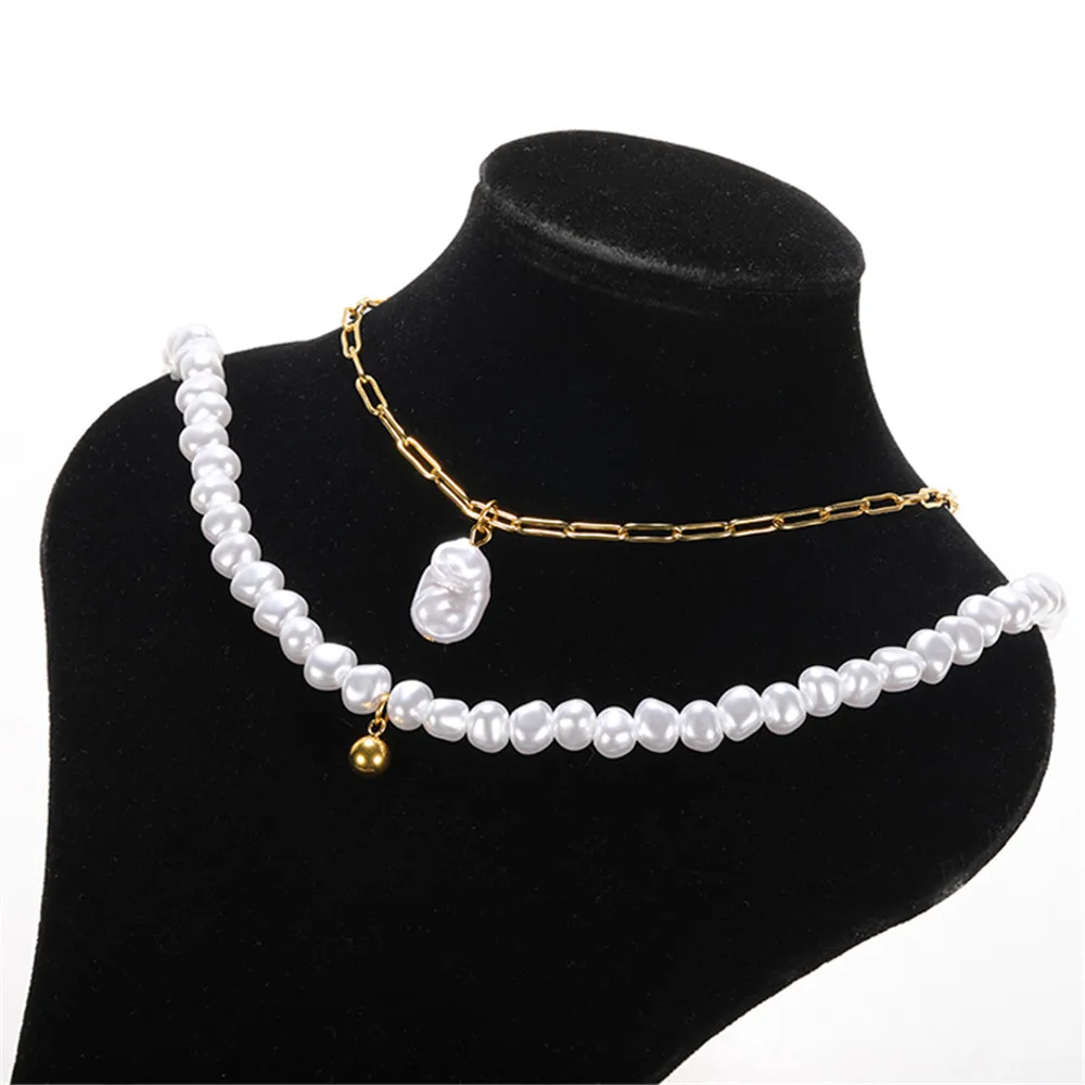 

Ожерелье женское с большим жемчугом, элегантное свадебное украшение с подвеской в виде листа с белым искусственным жемчугом, 1 комплект