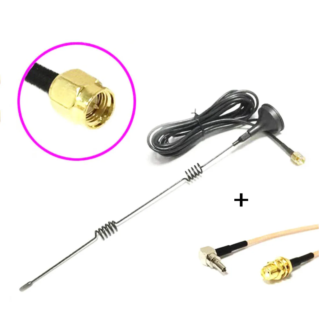 

3G Antenna 5dBi 800-2170 MHZ Magnetic Base 3M Extension Cable SMA Male + SMA Female Connector to CRC9 Male Connector RG316 Cable