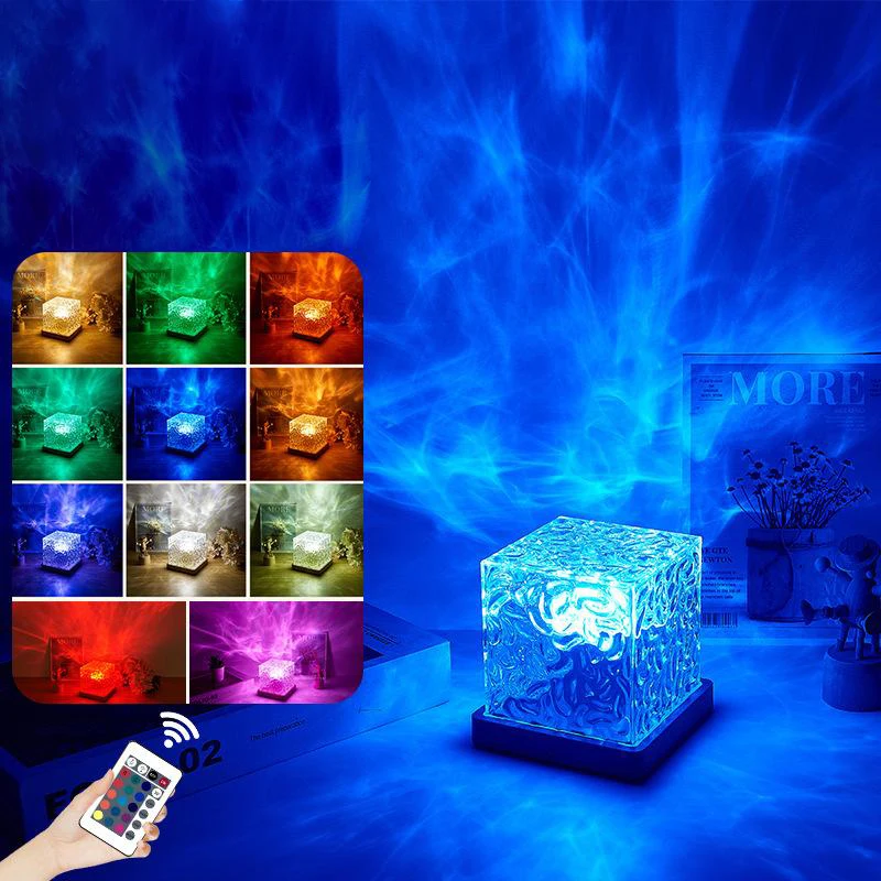 Xiaomi Dynamic Water Ripple Night Light 16-цветная лампа для проектора Спальня Ambient USB Remote LED Игровая