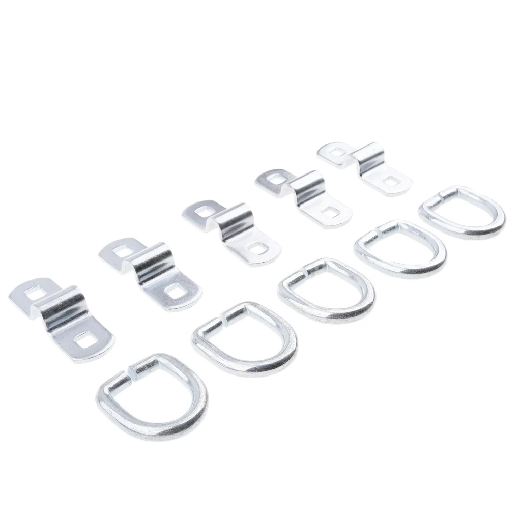 

dolity 5 Pieces Trailer Boat D Ring Rope Chain Strap Tie Down Stainless Steel