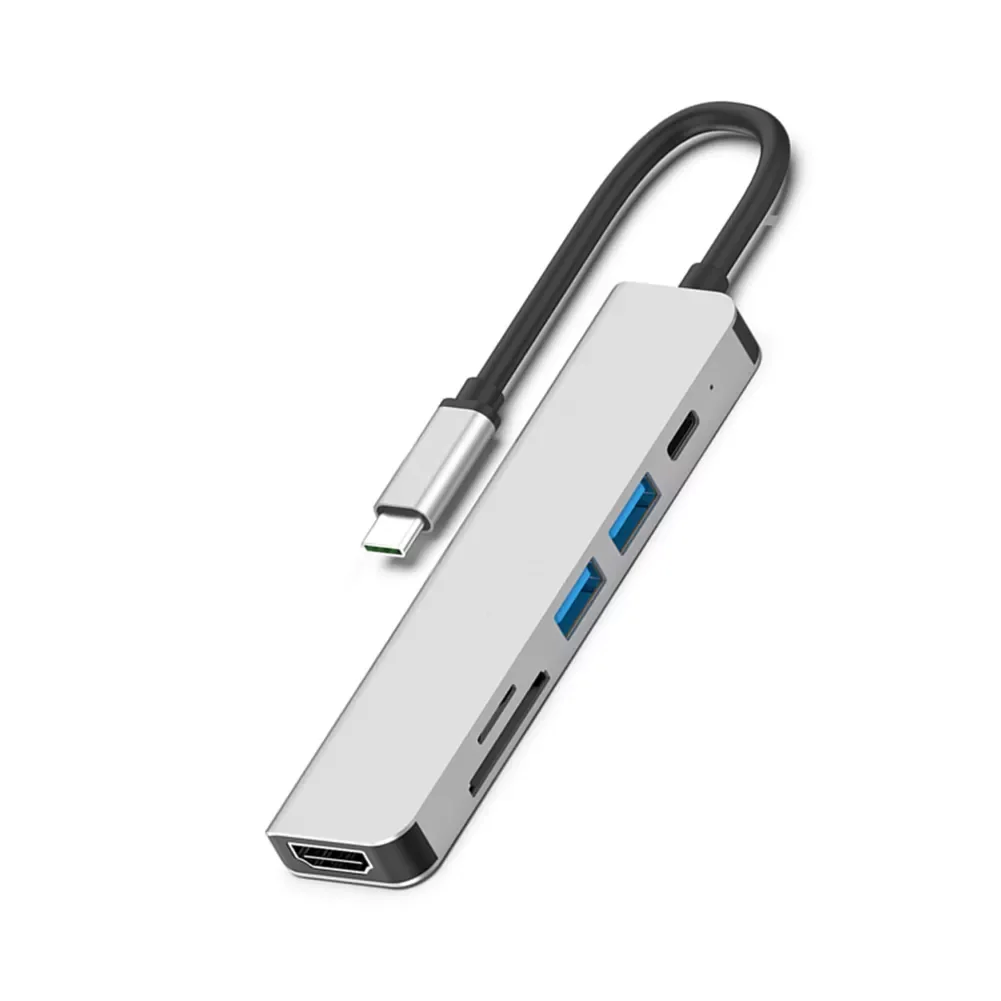 

6 в 1 USB C концентратор Type-C HDMI-совместимый 4K TF кардридер USB3.0 USB2.0