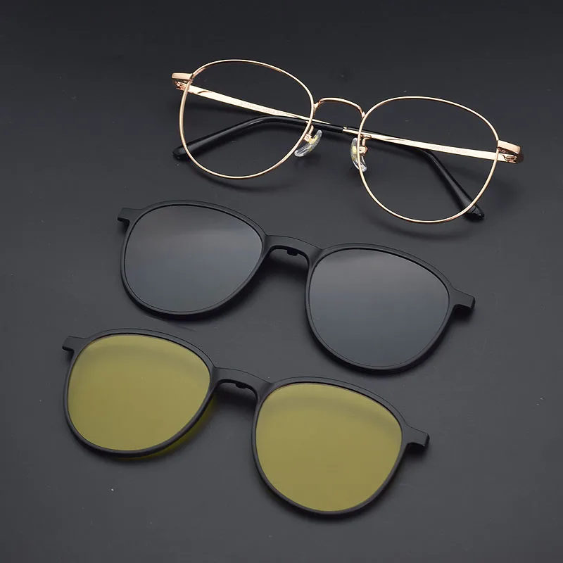 Женская круглая оправа для очков с зажимом золотых удобная эллипса