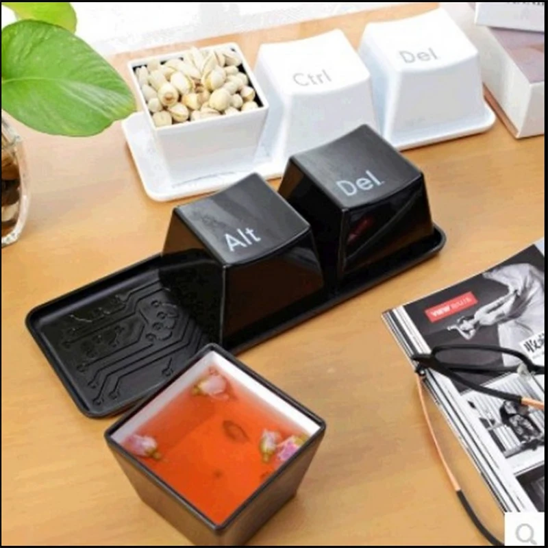 3pcs/Set Simple Keyboard Ctrl ALT DEL Novelty Creative Type Tea Milk Coffee Mug Cup Container Mugs Drinkware Officer Gift - купить по
