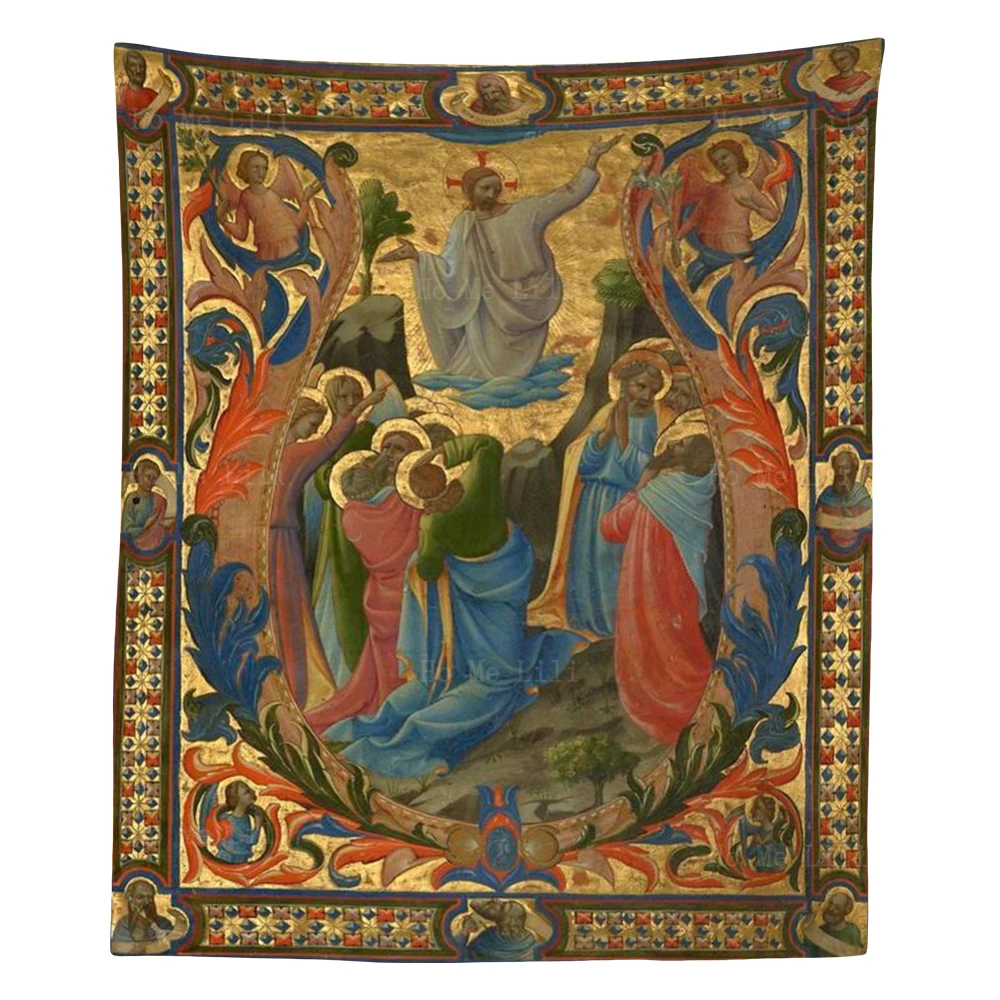Настенный гобелен с изображением Христа в небесах четырьмя святыми и донором