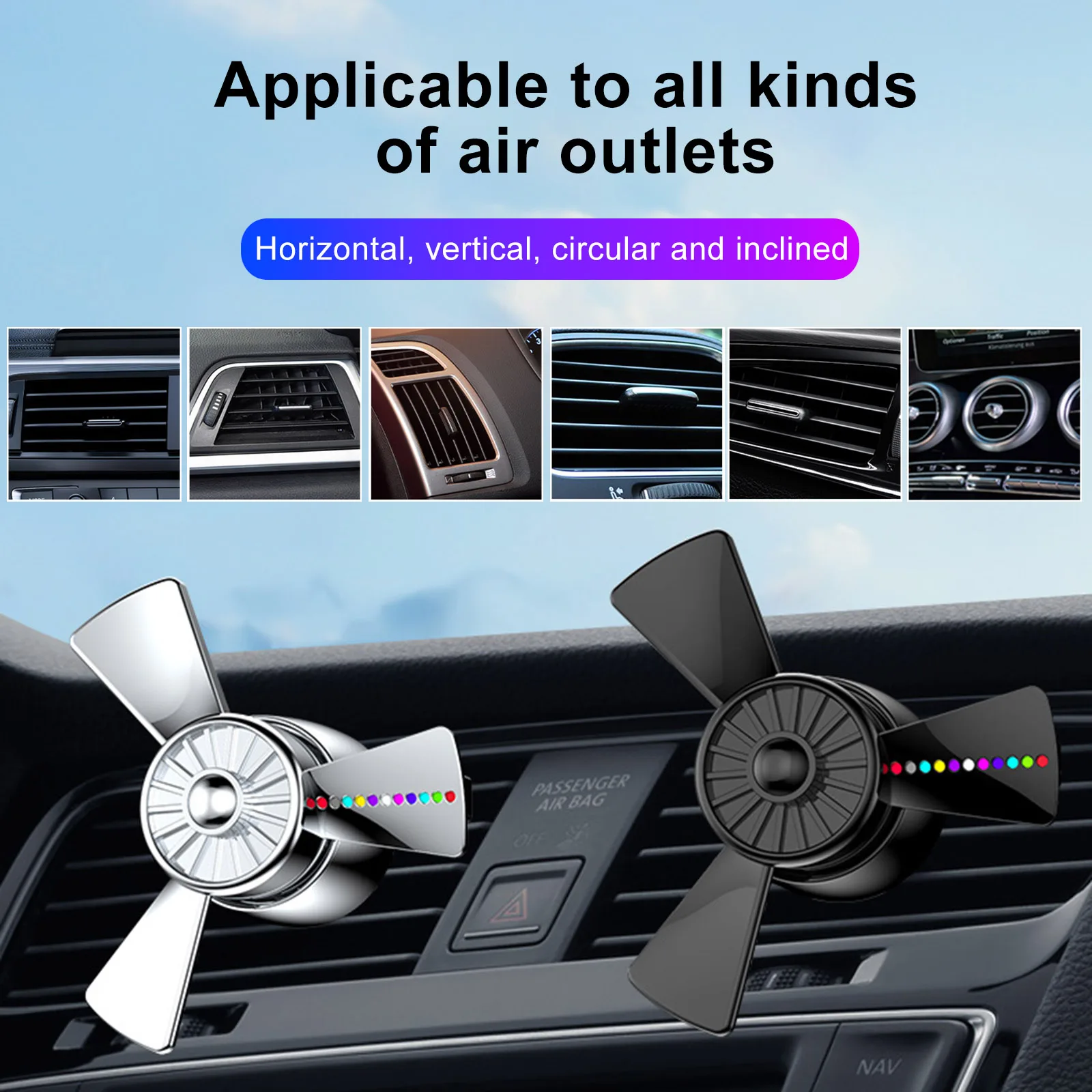 

Car Air Freshener - Car Diffuser Rotating Propeller Air Vent Aroma Ornament