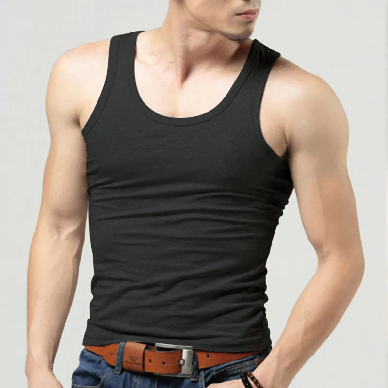 FK 3Pcs/lot Cotton Men's Vest Mens Underwear Sleeveless Tank Top Solid Muscle Vest Undershirts O-neck Gymclothing T-shirt Summer
