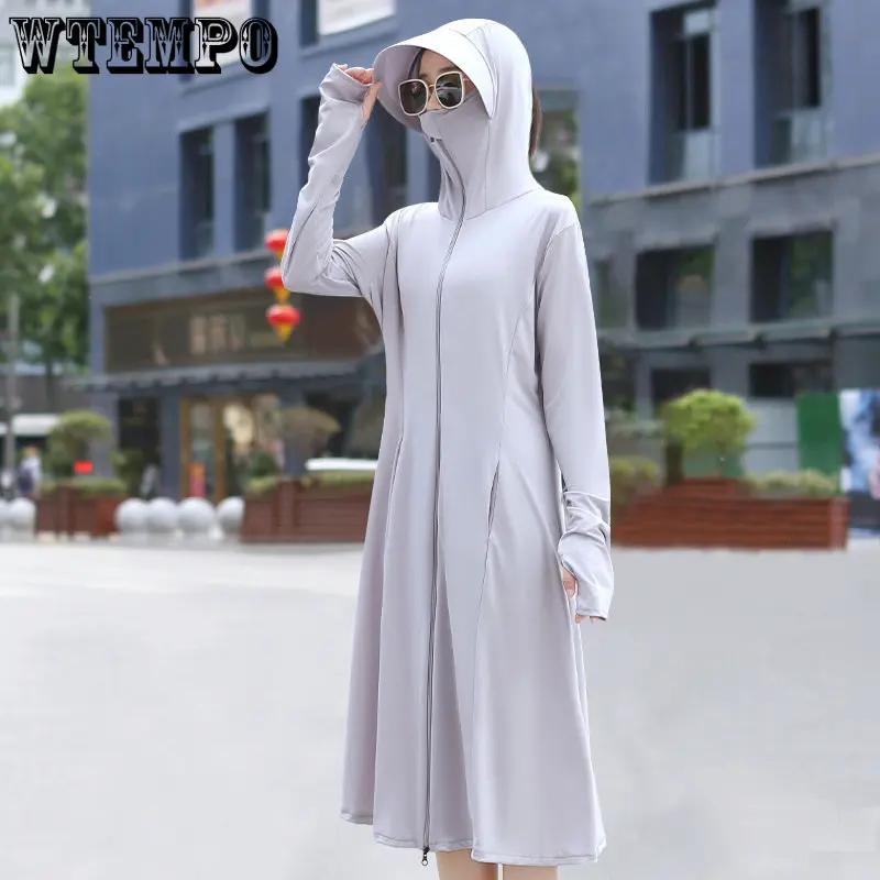 

Sun Protection Clothing Female Summer Full Body UV Protection Breathable Thin Ice Silk Sun Protection Clothing Extended Version