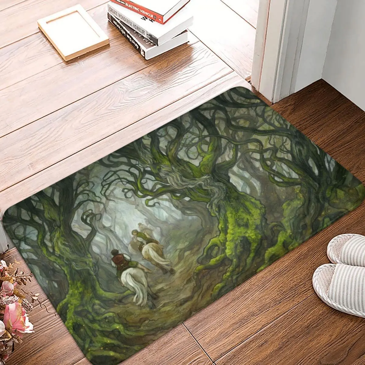 

Антискользящий коврик для ванной с изображением старого леса