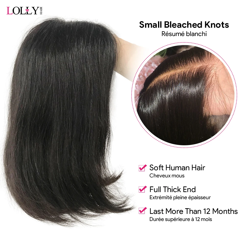 Лолли 250 плотность короткие человеческие волосы парик прямой боб кружевные