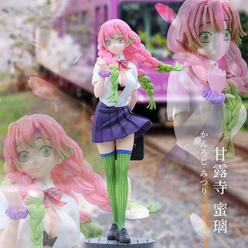 

28cm Sexy Kanroji Mitsuri Figure Demon Slayer Anime School Uniform Sexy Lady Ction Figurine Kimetsu No Yaiba Pvc Statue Model