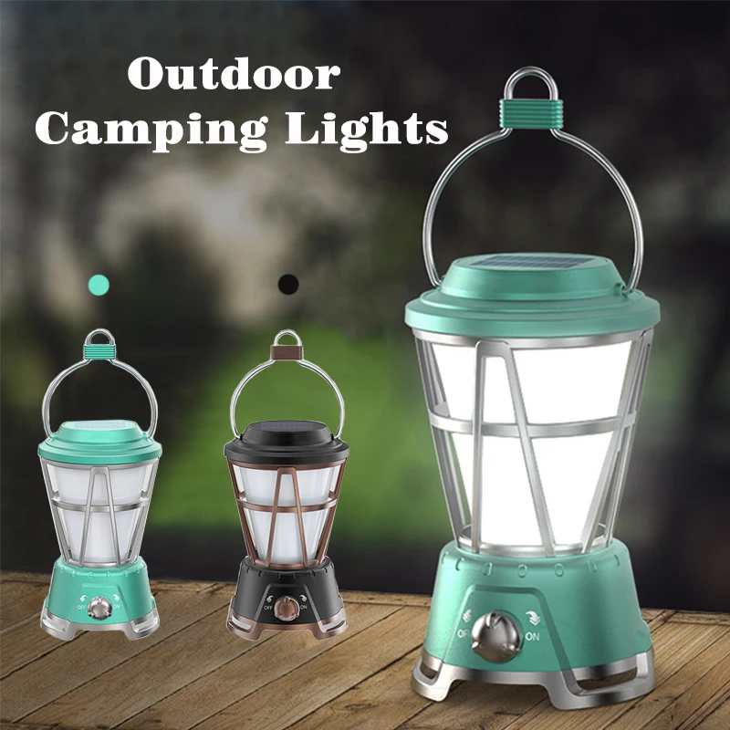 

Outdoor Camping Lights Long Battery Life LED Solar USB Charging Emergency Lighting Retro Horse Lanterns Flame Camp Lamp