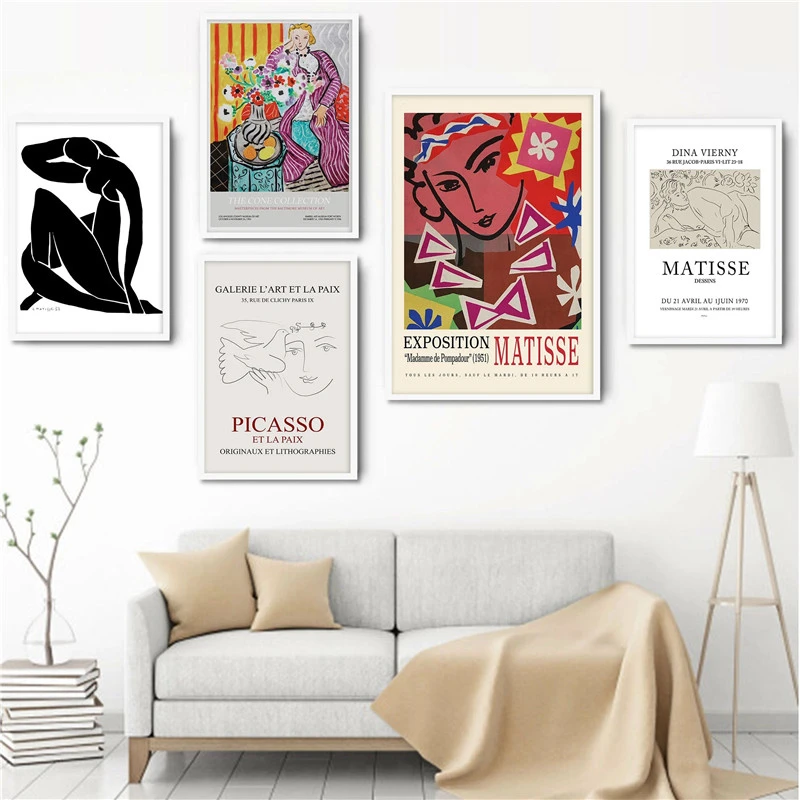 

Современные фигурки Matisse для девочек, картины на холсте с листьями, Постер в скандинавском стиле и печать, Настенная картина для украшения с...