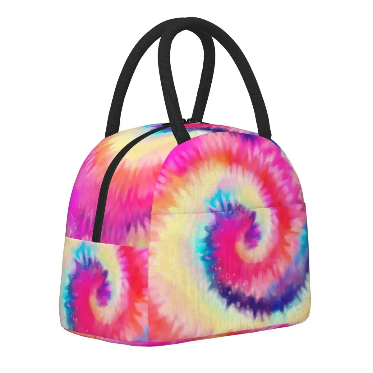 

Ombre Tie Dye Lunch Bag Rainbow Swirl Pink Yellow Fashion Lunch Box Portable Insulated Cooler Bag Oxford Print Tote Food Bags