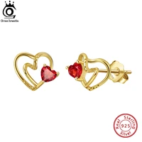 orsa jewels exquisite heart shape natural garnet stud earrings in 925 sterling silver for women earings gemstone jewelry gme35