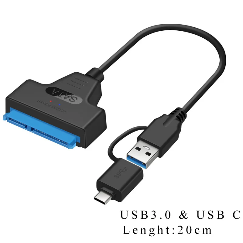 2-в-1 SATA к USB 3 0 кабель Type C внешний жесткий диск 22Pin конвертер адаптер для 2